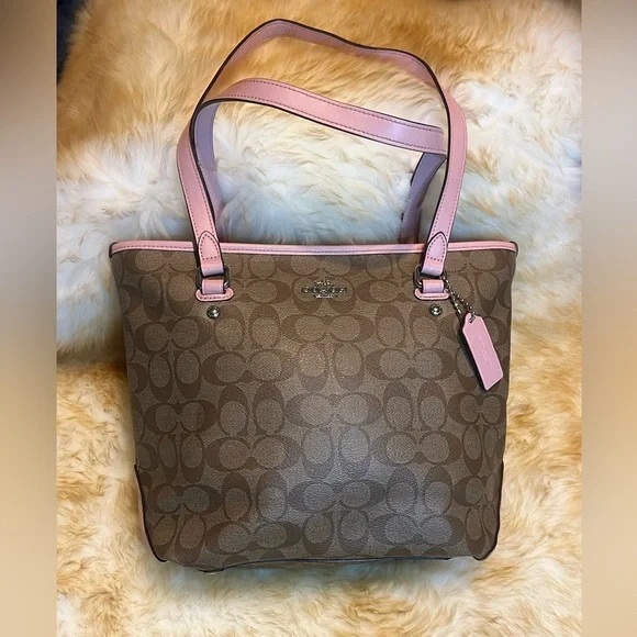 Coach Tan and Pink Shoulder Bag - Picture 2 of 14